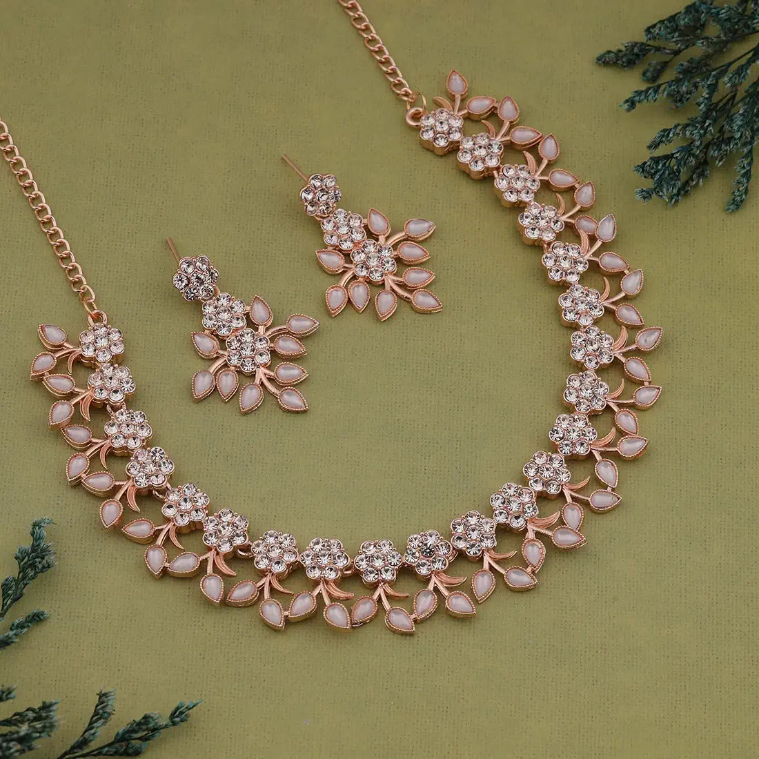 Gold Plated White Colour SR Nacklace SETS